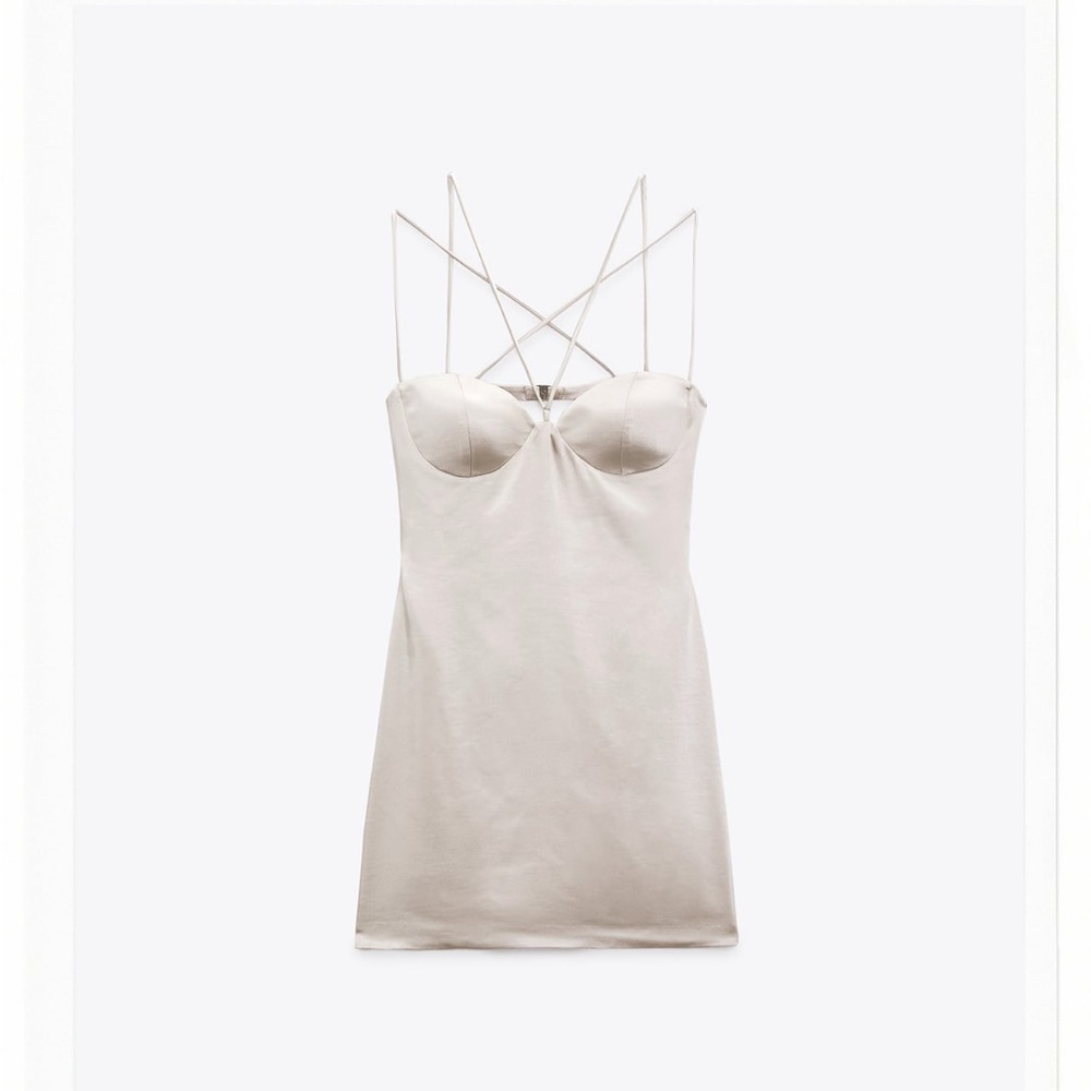 New Zara Satin Strap Dress
